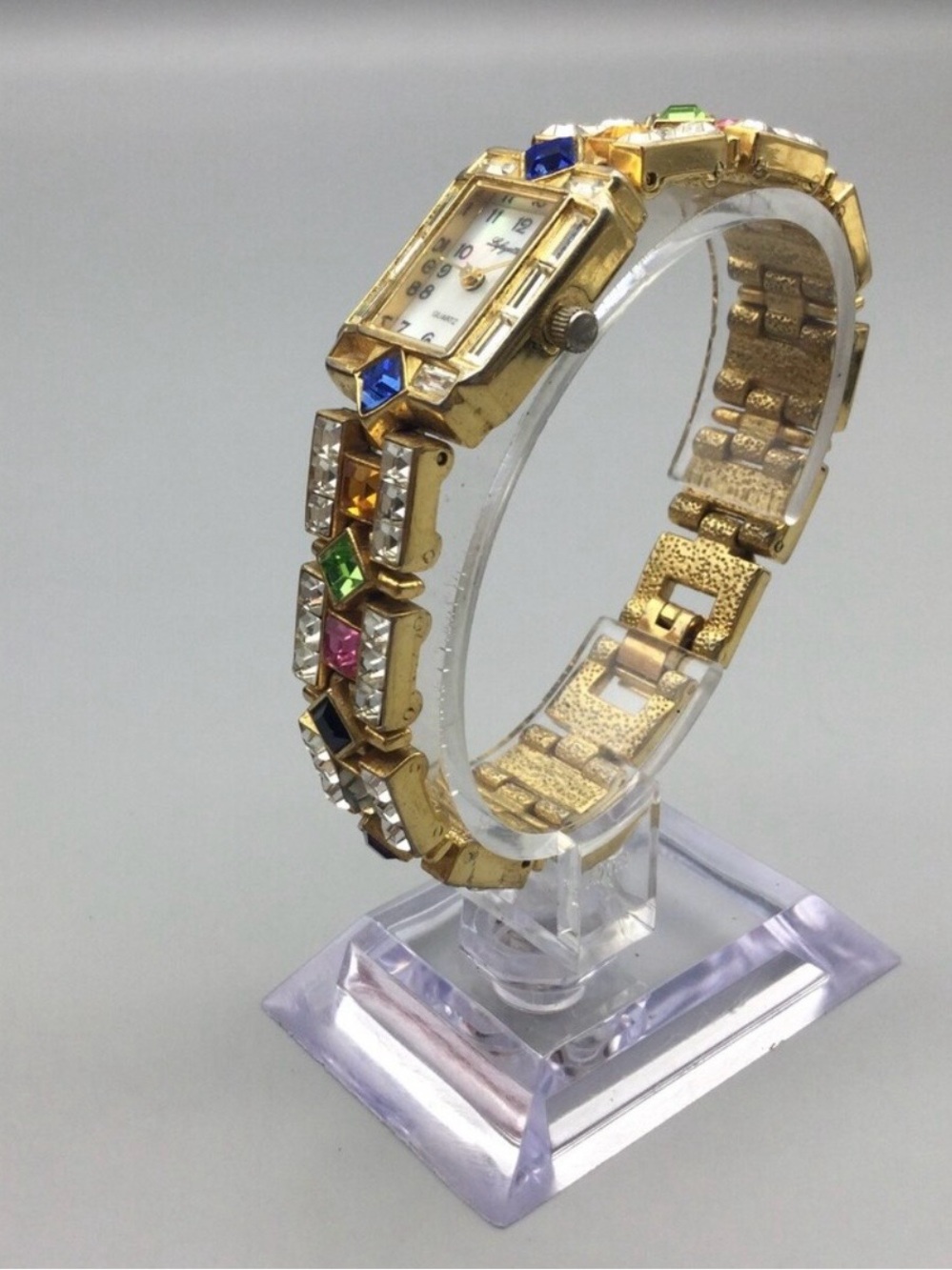 ‼️SOLD‼️ Lafayette 148 Vintage Gold Tone Multicolor Crystal Bracelet Watch ✨